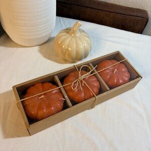 Crate&Barrel Pumpkin Candle Trio NEW IN BOX